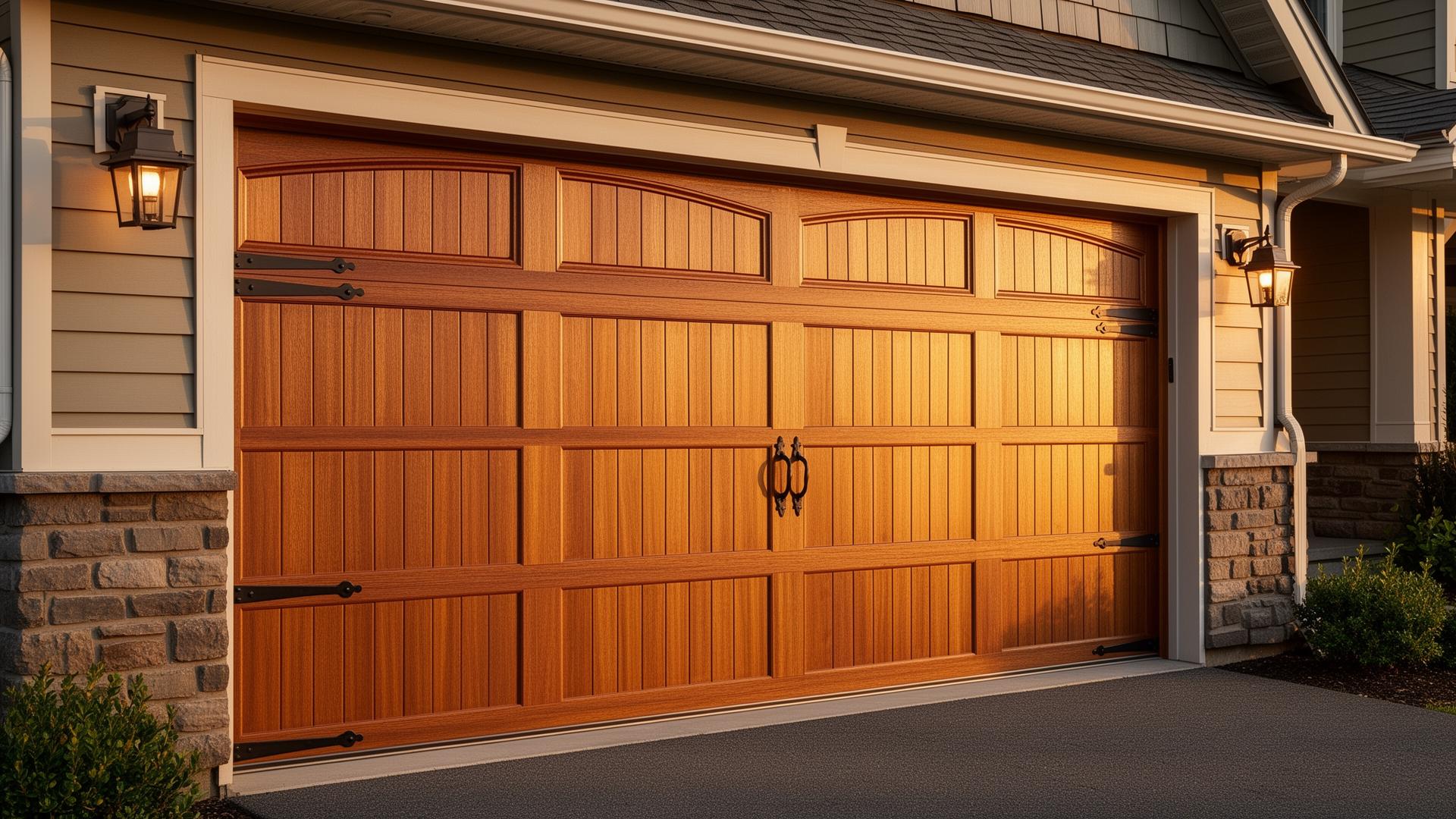 Premium wood garage door installation by Connelly Springs Garage Doors